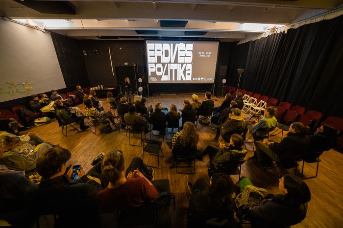 SODAS 2123 event hall during symposium Politics of Space 2022. Photo by Vitalij Cerviakov